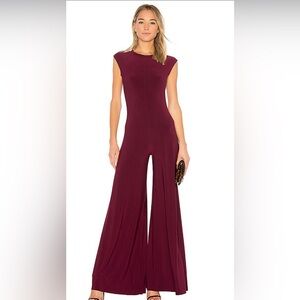 Norma Kamali Rich Burgundy Wide-Leg Jumpsuit